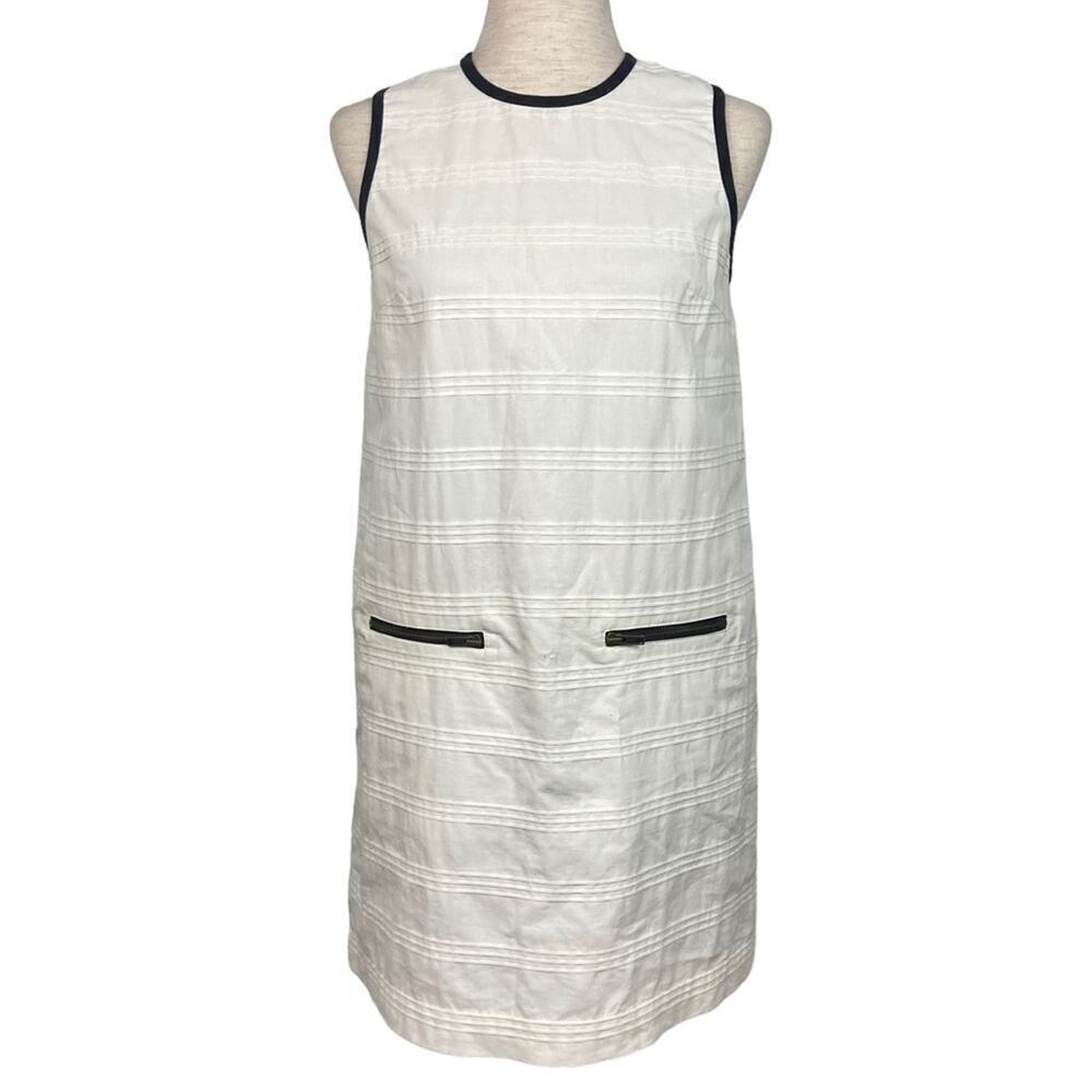 STEPHANE DOU Poplin Ribbed Sleeveless White Dress